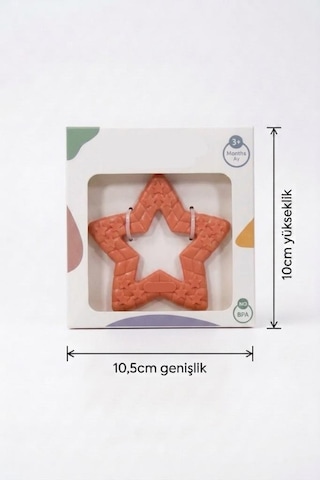 Yıldız Şekilli Esnek Bpa İçermeyen Kabartılı Pastel Renkli Oyuncak Bebek Diş Kaşıyıcısı Turuncu