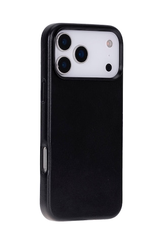 Bloomcase Premium Mono Obsidian Black Apple iPhone Uyumlu 17 Pro Max/ 18 Pro Max 6.9" Hakiki Deri Magsafe Kılıf Siyah
