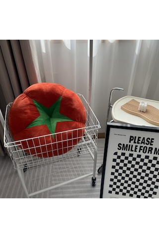 Lemestar Kırmızı Domates Desenli Yüksek Kaliteli Yastık, Pencere Oturma Kısmı, Tatami, Zemin İçin Kalın Yorgan, Yemek Sepeti, Mantar, Domates Puant Kırık Yastık Kırmızı