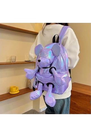 Jıalan Disney Renkli Sırt Çantası Büyük Kapasiteli Parlak Yüz Mor