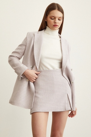 Never More Kırçıllı Yırtmaçlı Şort Etek Lila