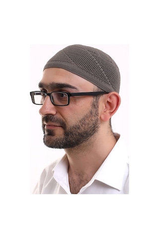 Dantel Pamuklu Triko Makine Örme Takke Açık Kahve