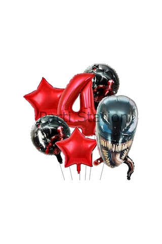 Zehirli Öfke Venom 4 Yaş Doğum Günü Balon Set Venom Kırmızı Konsept Doğum Günü Parti Balon Set çok renkli