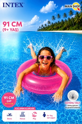 Mainshop Intex Fosforlu Büyük Boy Deniz Simidi 91 Cm 9+ Yaş Yetişkin - Çocuk Havuz Simidi M- 59262