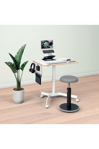 Ergo Sit Stand Küçük Çalışma Masası, Beyaz, Pnömatik Yükseklik Ayarlı Çok Renkli