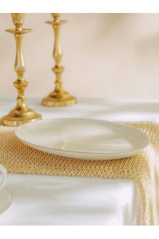 Sl Home "kasakaron" Porselen Servis Tabağı 25,4x18,5 Cm 288372236 Beyaz