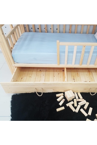Markaawm Markaawm Montessori Yatak Merdivenli Ahşap Ranza Çekmeceli Akçaağaç
