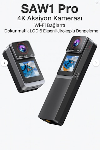 Saw1 Pro 4k Aksiyon Kamerası Wi-fi Bağlantı Dokunmatik Lcd 6 Eksenli Jiroskoplu Dengeleme