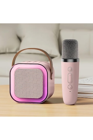 Mini Kablosuz Bluetooth Karaoke Hoparlör Kareoke Makinesi Pembe