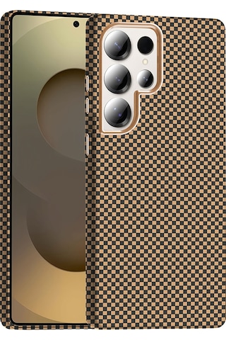 Goocamp Galaxy Uyumlu S25 Ultra Kılıf M-safe Şarj Özellikli Karbon Fiber Görünümlü Gros Kap Desert Titanyum