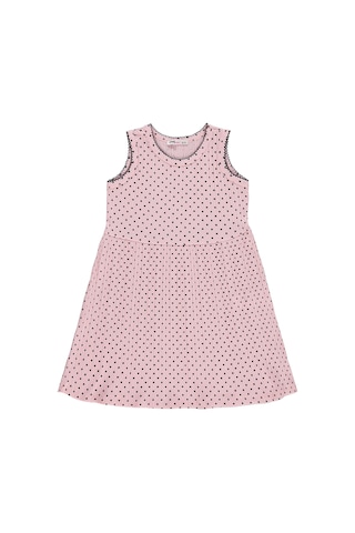 Civil Girls Puantiyeli 6-9 Yaş Elbise - Pembe Gülkurusu