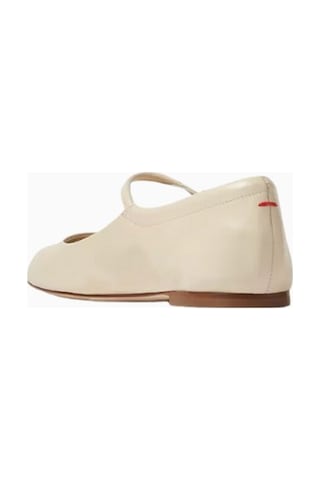 Aeyde Uma Ballet Flats, Beyaz Nappa Deri, Kare Burun, Minimalist Askılı, Lüks Italyan Tasarımı Babet Açık Bej
