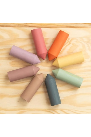 Balmumundan Mum Boya Kalemleri, 8'li Pastel Renk Seti, %100 Doğal Ve Ekolojik
