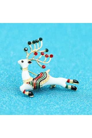 Noel Broş Elk Pin Rhinestone Noel Eleman Broş Pin Takı Pimleri Noel Tatil Partisi Kadınlar İçin Hediyeler Kızlar Çok Renkli