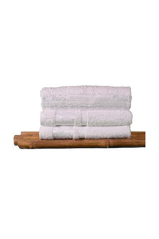 Mulberry Bambu Havlu %100 Organik Bambu Havlu Seti 50 x 90 - 6'lı Paket Premium Ultra Yumuşak Dekoratif Beyaz