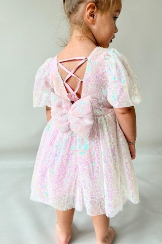 Kız Çocuk Pul Payetli Özel Gün Düğün Abiye Elbise Pembe