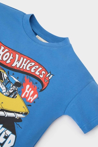 DeFacto Erkek Bebek Hot Wheels 2'li Takım Kısa Kollu Tişört Beli Lastikli Şort E6921A525SMBE410 Mavi