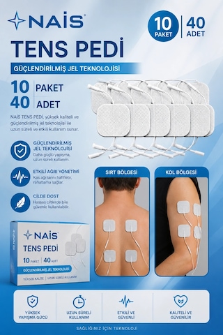 10 Paket, 40 Adet Nais Gold Tens Elektrod Pedi 5x5 Cm Extra Güçlendirilmiş Yapışkanlı Kumaş, Tens Pedi Elektrot Cilt Dostu Jel Yüksek İletkenlik Tens Cihazları İle Uyumlu