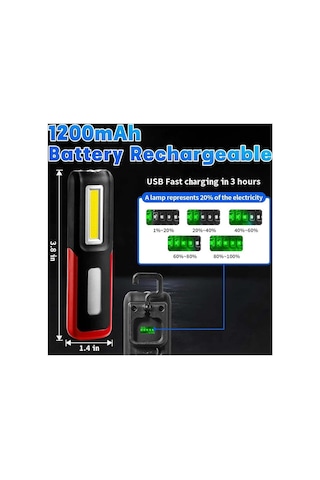 Lightingx Lx-028 Cob Led Mıknatıslı Çalışma Lambası Tamirci Feneri Evimdeyokyok