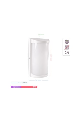 ACK 20W Radar Sensörlü İç ve Dış Mekan LED Duvar Apliği Beyaz