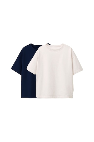 Zuzunga Basic 2'li Unisex Bisiklet Yaka T-shirt Lacivert - Beyaz Beyaz - Lacivert