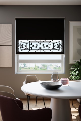 Lazer Kesim Mat Stor Perde, Lazer Kesimli Klasik Serisi, C-9008 Siyah Renk