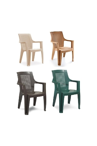 Buyukarısoy Elegance Rattan Efektli 4 6 Adet Plastik Sandalye Balkon Bahçe