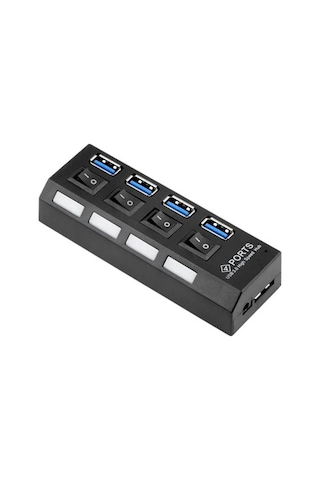 4 Port Usb 3.0 &amp 2.0 Hub Çoğaltıcı Switch Splitter, 50 Cm Kablo Uzunluğu, Usb 3.0 5 Gbps Hız, Siyah, Port Açm