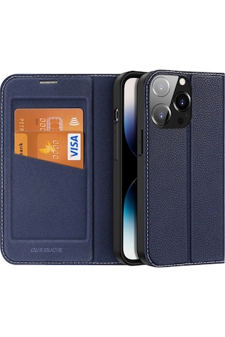 Dux Ducis iPhone Uyumlu 14 Pro 6.1 Kılıf Skin X2 Series Pu Deri Manyetik Kapaklı Kılıf Magnetic Folio Case- 5775 Siyah