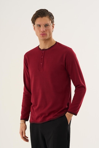Alexandergardi Waffle Kumaş Düğmeli Yaka Uzun Kollu Sweatshirt Bordo