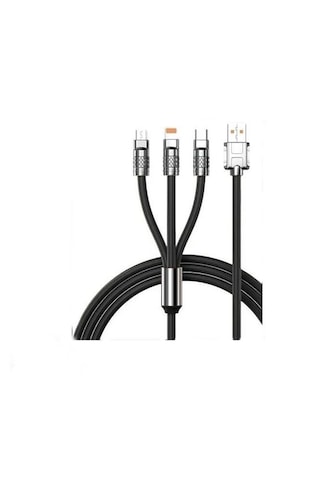 Abatech 3in1 Type C- Lightning- Micro Usb Silikon 3.0a 1.5m Şarj Ve Data Kablosu -