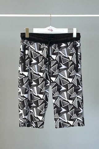 Desenli Erkek Şort Kapri Mayo Rks-03 Remsa Mayo Siyah