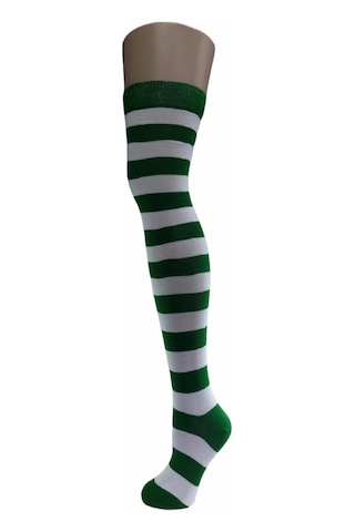 Design Socks Desing Çember Desenli Dikişsiz Dizüstü Çorap-Yeşil