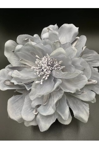 Amely Rid Kumaştan Büyük Çiçek Fiyonk Broş Tokalı 236336077 Gri