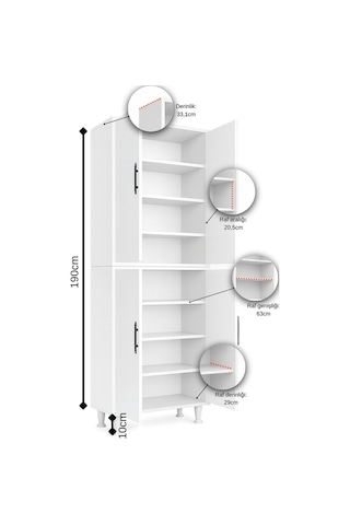 Ae-2086 Bala Beyaz Çok Amaçlı Mutfak Dolabı&banyo Dolabı, Kiler