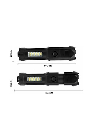 El Feneri Cob Led 4 Fonksiyonlu-zoomlu Usb Şarjlı Powerbank Özelikli 130 35 Mm