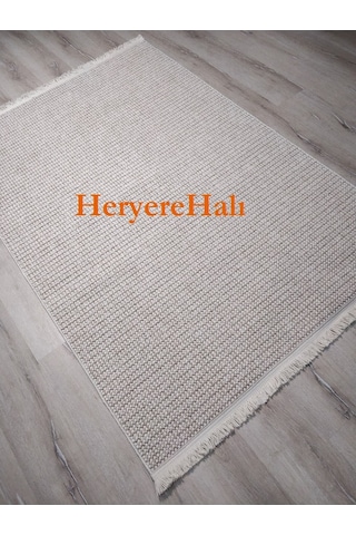 Motto Plain Beige Yumuşak Tuşeli Örgü Dokuma Modern Makine Halısı