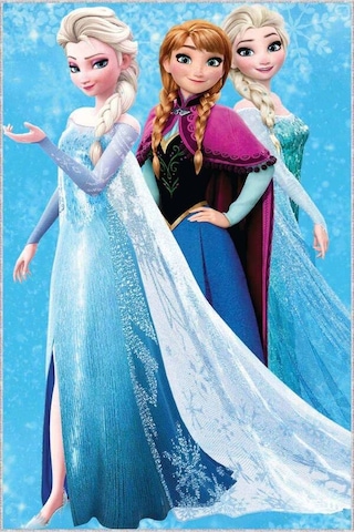 Turkuaz Kaymaz Tabanlı Elsa Frozen Kız Çocuk Halısı Ar078n11