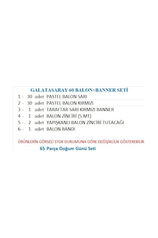 Galatasaray 60 Balon+banner Seti