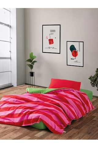 Cozy Home Popping Colors Tek Kişilik Lastikli Çarşaflı Nevresim Takımı Cherie Yeşil