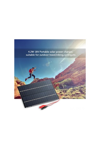 Aubyhe 18v 4.2w Polikristal Silikon Güneş Paneli, Krokodil Klipsli, Taşınabilir Dış Mekan Acil Şarj Cihazı
