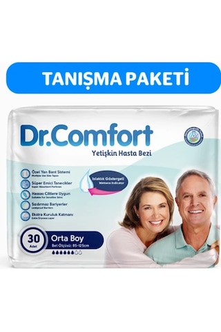 Dr. Comfort Belbantlı Medium Orta Boy Hasta Bezi 30 Adet 1 Paket M