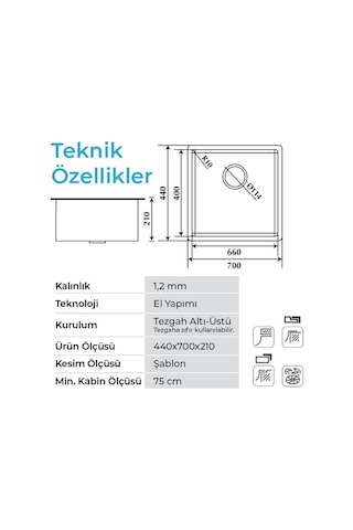 Crauf Stella 4470 Pvd Inox Paslanmaz Çelik Mutfak Eviyesi Inox  - Mor
