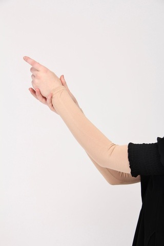 Likralı Kaymayan Kurtarıcı 1 Çift Tesettür Kolluk Bej