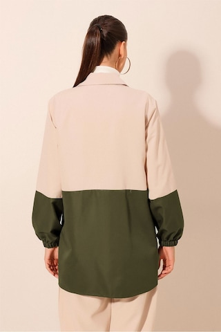 5909 Çift Renkli Mevsimlik Trençkot - Haki haki