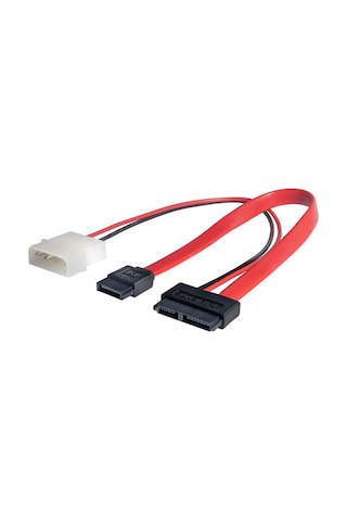 Mini Sata Slimline Sata 6+7 13 Pin To Sata 4 Pin Molex Power Kablo 50cm