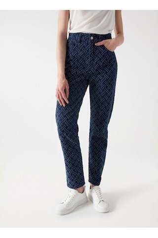 Salsa Jeans Koyu Mavi Kadın Dar Paça Yüksek Bel Mom Fit Denim Pantolon 21007036