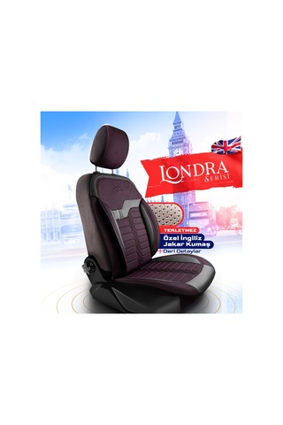 Panda Londra Serisi İngiliz Jakar Kumaş Oto Koltuk Kılıfı - Bordo - Siyah