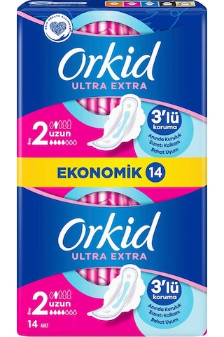Orkid Ultra Extra Hijyenik Ped Uzun Ekonomik Paket 14'lü