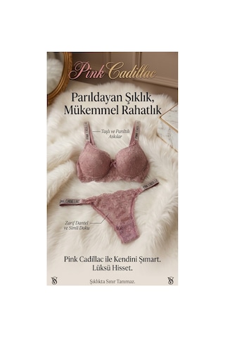 Pink Cadillac Mikrodantel Simli Taş Detaylı Tam Dolgu Sütyen Takımı Pembe - 929535862 Pembe